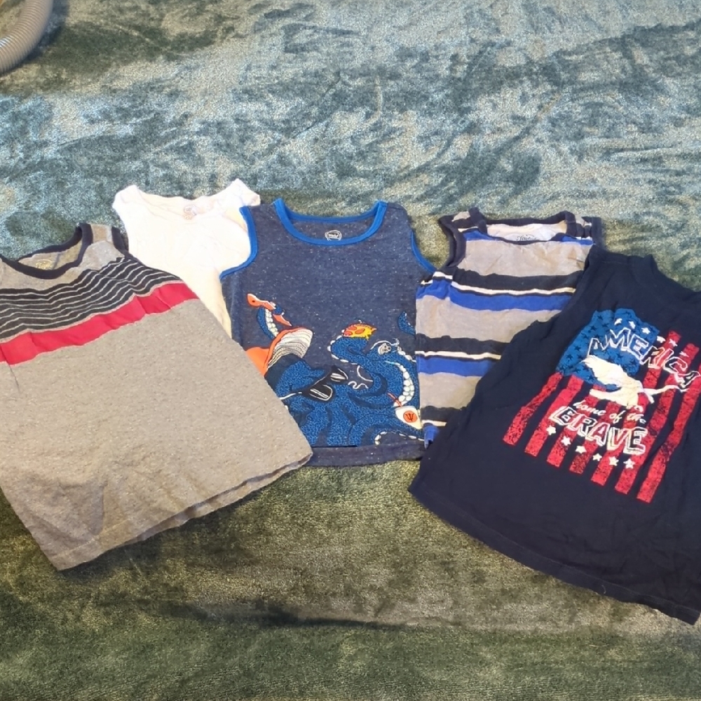 Kids Tank Tops - Gray, Blue, Red Bundle Of 5